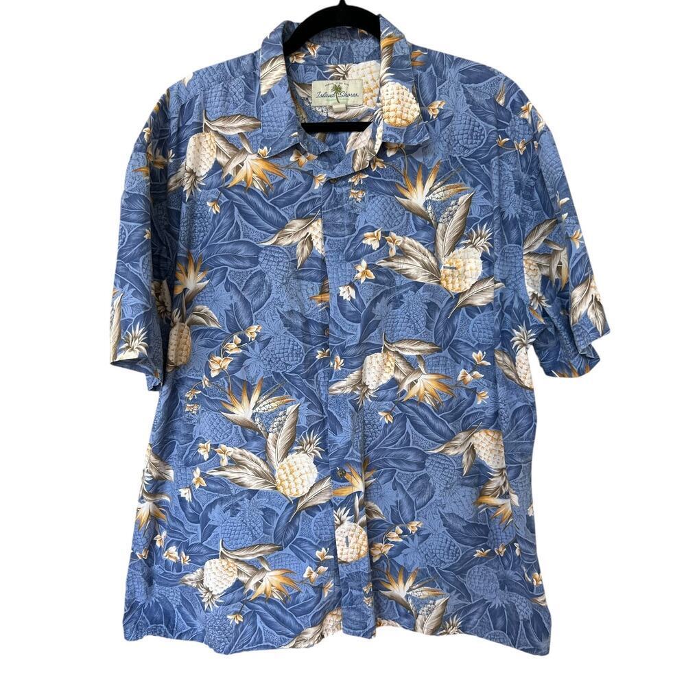 Island Shores Men's 100% Cotton Hawaiian Shirt Size XXL Pineapples Vacation